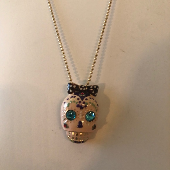Pink Sugar Skull Necklace New Betsey Johnson - Picture 7 of 8